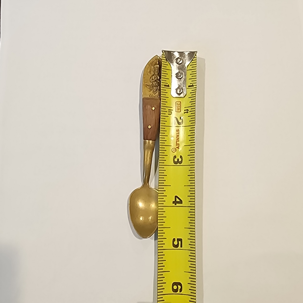 Vintage Thai Siam Bronze And Teak Wood Collectible Decorative Spoon - Picture 4 of 4